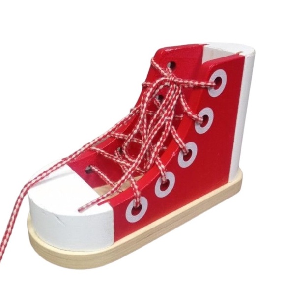 Melissa & Doug Wooden Shoe for Child to learn & practice lacing shoes 3yrs & Up - Picture 3 of 12